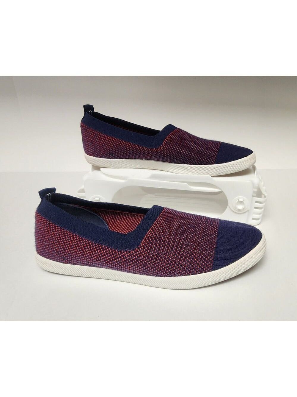 Nautica Womens Navy Blue Red Nautical Knit Slip On Sailing Boat Shoes Size US 8 - Picture 2 of 9
